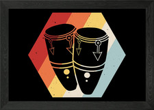 Conga Drum Cuban Rumba Framed Wall Art Poster Canvas Print Picture