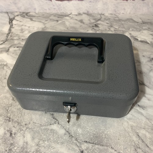 Helix grey metal cash box - metal, key