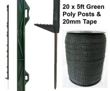 20 X GREEN 5FT POSTS & 20MM