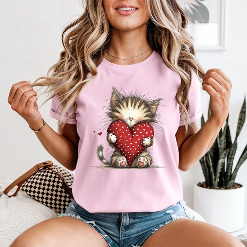 Cute cat heart womens - heart, t-shirt