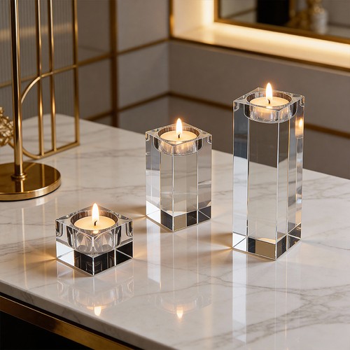 Crystal clear glass candle - crystal,