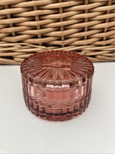 Small pink glass lidded - pink,