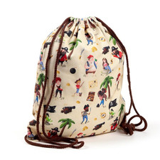 Jolly Rogers Pirate Canvas Drawstring Bag – Cotton Shoulder Sack Multicoloured