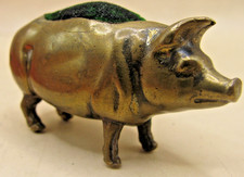 Antique novelty brass pig pin - antique,