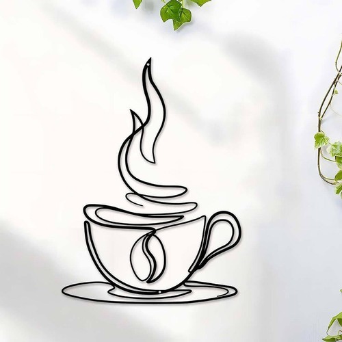 Coffee cup metal wall art - cup,