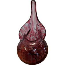 Handmade Laugharne Glass Spotted Decorative Vase Red Swirl Design