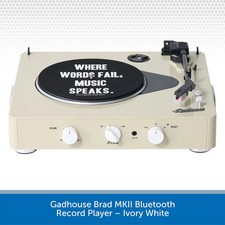 Gadhouse Brad MKII Bluetooth USB Vinyl Record Player 3-Speed Turntable Ivory