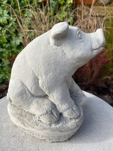 Garden pig figurine concrete - garden,