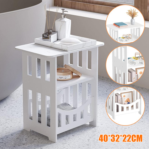 Bedside table white drawer - white,