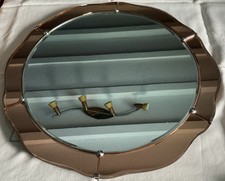 Vintage 1930’s Art Deco Wall Mirror With Peach Coloured Petal Surround