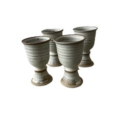 Studio pottery wine goblets x 4 VGC 5 ins h 2.5 ins across opening. Matte finish