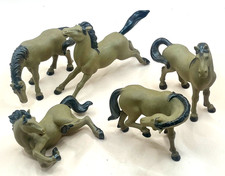 Group of 5 Vintage 1950s/60s Buff Terracotta  Horses with Impressed "China" Mark