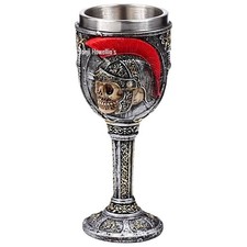 Roman Soldier Skull Goblet Chalice Wine Stainless Steel Cup Holder Gothic Home