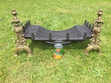 Fire Grate Basket Dogs Cast Iron  Antique