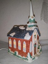 LARGE LIGHTED CHURCH PORCELAIN
