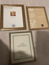 Bundle of 3 vintage style wooden photo frames gold wood traditional