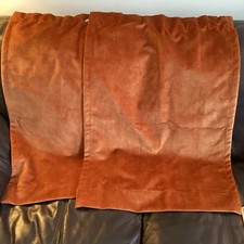 Pair  Luxury Small Cotton Velvet Rust Brown Curtains Drop 88cm W57cm Unlined VGC