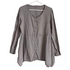 Cut Loose Tan Linen Tunic Top