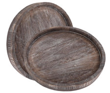 2pcs Rustic Wooden Trays Serving Plates for Coffee Table, Decorative Centerpiece
