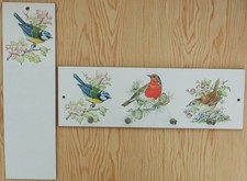Vintage Melaware Kitchen Hook Holder & Note Board Blue Tit Robin Wren Song Birds