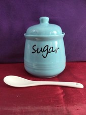 Beautiful Blue Ceramic Sugar