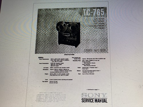 Sony 765 service manual - tc-765,