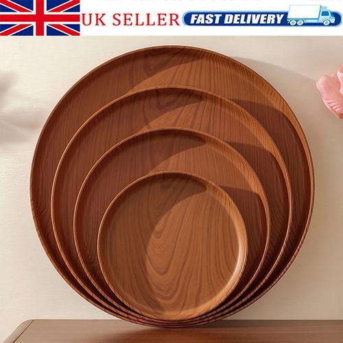 Wooden serving tray - round, tea
