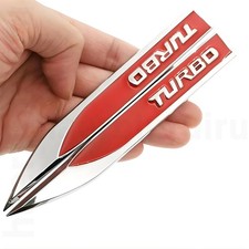 2Pcs TURBO Logo Emblem Car Side Fender Metal Sticker Badge Decal Accessories