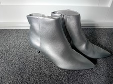 *New* George Asda Ladies Silver Kitten Heel Pointed  Ankle Boots Size 5