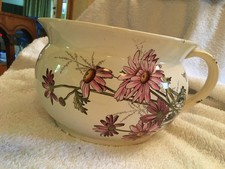 antique chamber pot / potty / planter ceramic bees and flowers