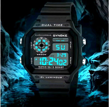 Mens Digital Sports Watch Waterproof  Fashion LED Military Alarm Wristwatch 