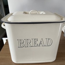 Vintage Cream Enamel Bread Bin