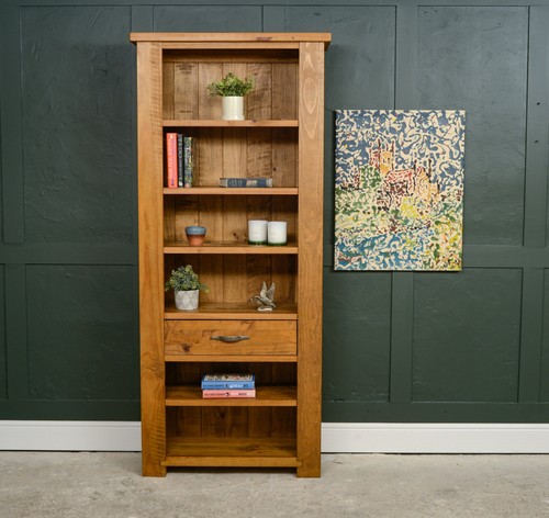 Rustic tall pine bookcase with - rustic,