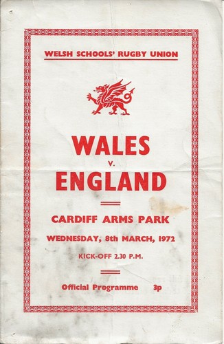 Rugby union wales schools v - rugby,