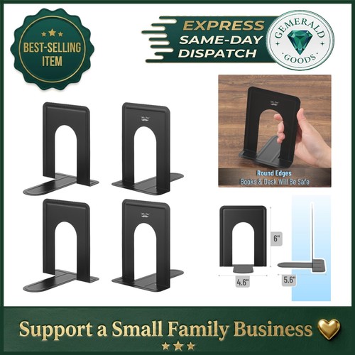 Pack black metal bookends - 4,