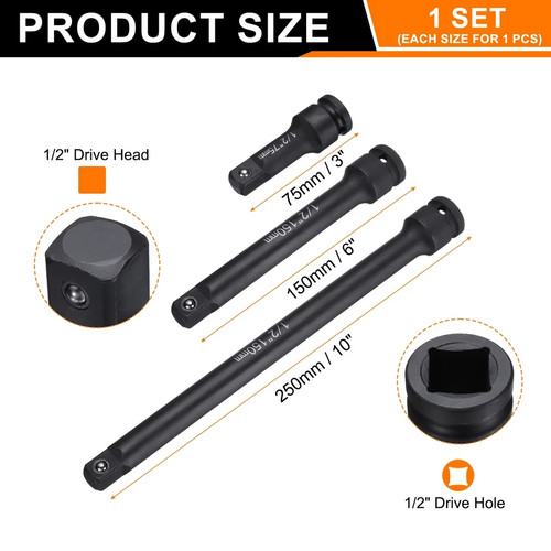 3pcs drive impact - 1/2",