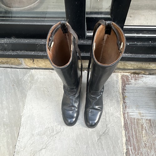 Regent black leather knee high - black,