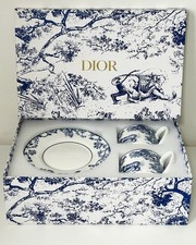 Dior Toile de Jouy Porcelain Tea Cup & Saucer Set Gift Box Luxury Tableware