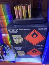 Clipper Metal LIGHTER GOLD MARBLE - Gift Case FANCY TOP Gas Refillable X 2