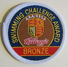 CLOTH BADGE PATCH SWIMMIMG CHALLENGE AWARD ASA/ESSA KELLOGGS BRONZE WATER SPORT