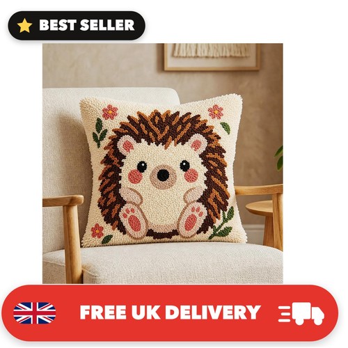Hedgehog cushion latch hook - hedgehog,