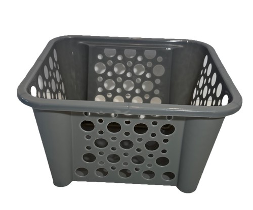 Plastic stackable grey basket - plastic,