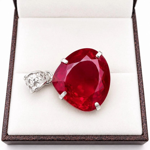 Natural red ruby pendant 925 - red,