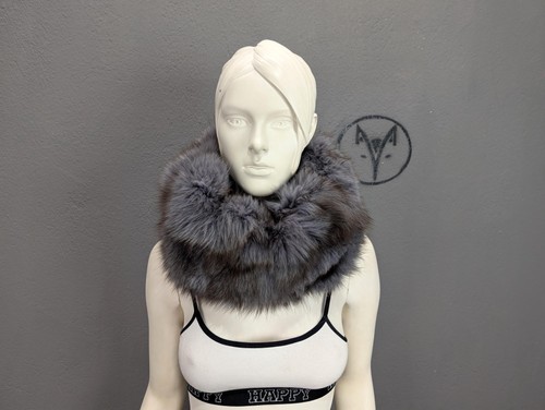 Fox fur cowl gray blue - , colour