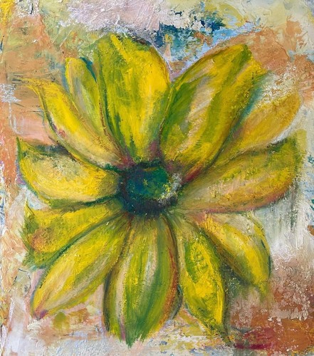 Sunflower acrylic textured - acrylic,