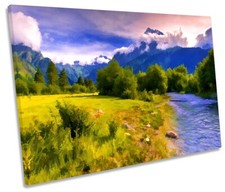 Landscape Digital Mountains CANVAS WALL ART Print Picture Multi-Coloured