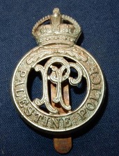 GENUINE WW2 ERA PALESTINE POLICE W/M MILITARY CAP BADGE WORLD WAR II K/C