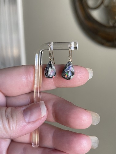 Black opal earrings - opal, natural