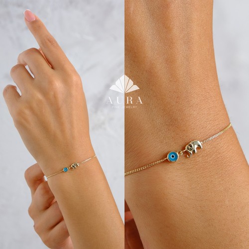 14k gold elephant bracelet - 14k,