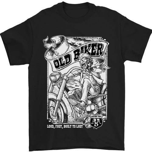 Old man biker motorcycle - man,